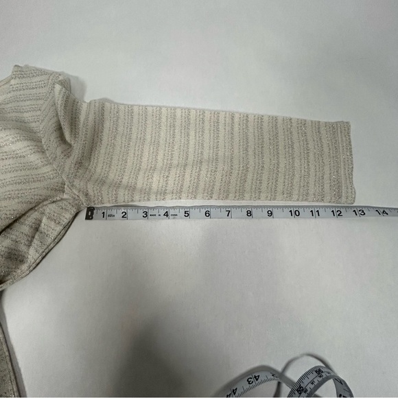 Ann Taylor Shimmery Cream Ribbed 3/4 Sleeve Blouse - Picture 8 of 14